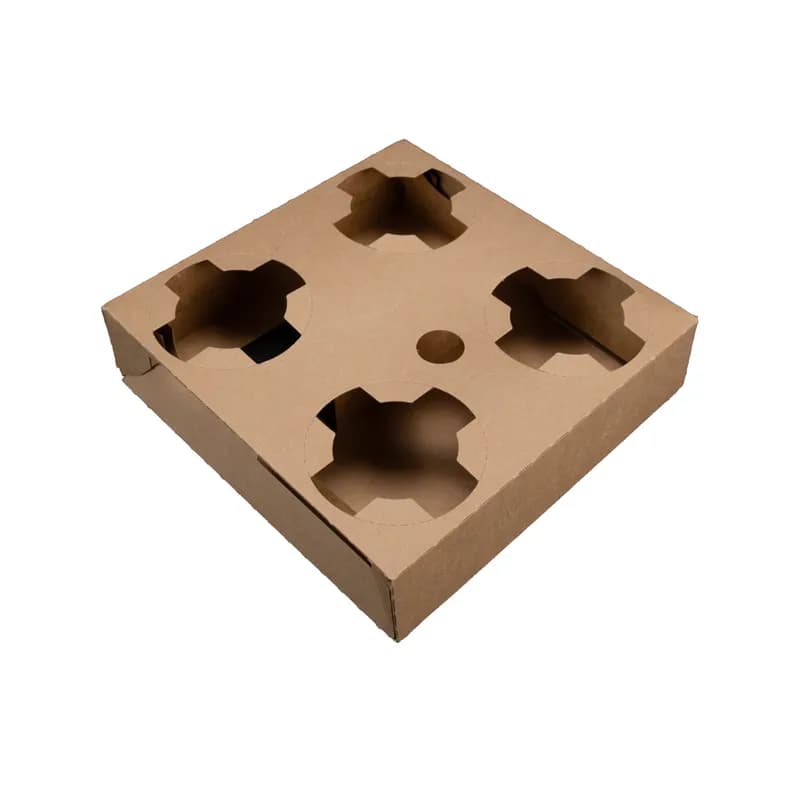 Cup Carrier 8.5X8.5X2 IN 4 Compartment Paper Without Handle 300/Case