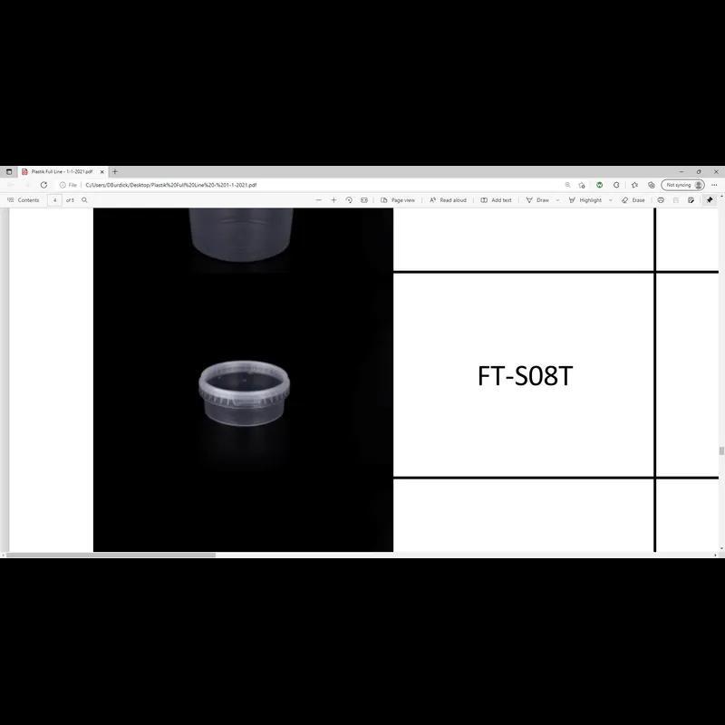 Deli Container Base & Lid Combo With Flat Lid 8 OZ PP Clear Round 240/Case