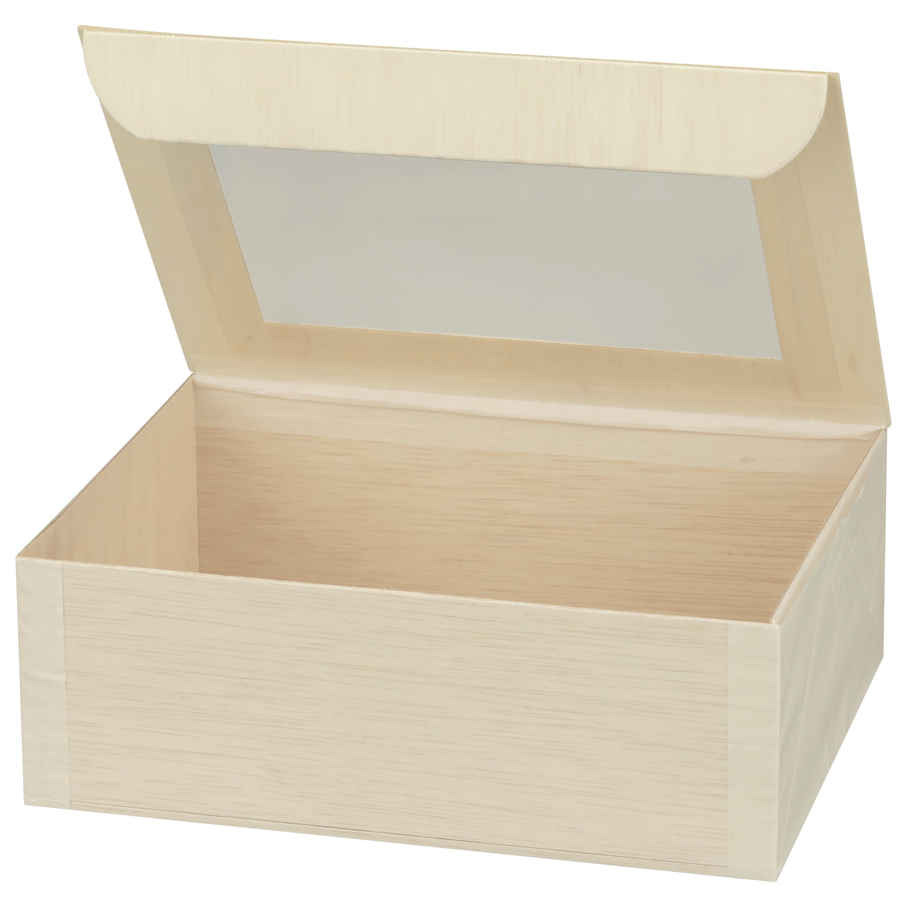 Bakery Box 6X8X3 IN Balsa Wood Rice Paper Wood Rectangle With Window 50/Case
