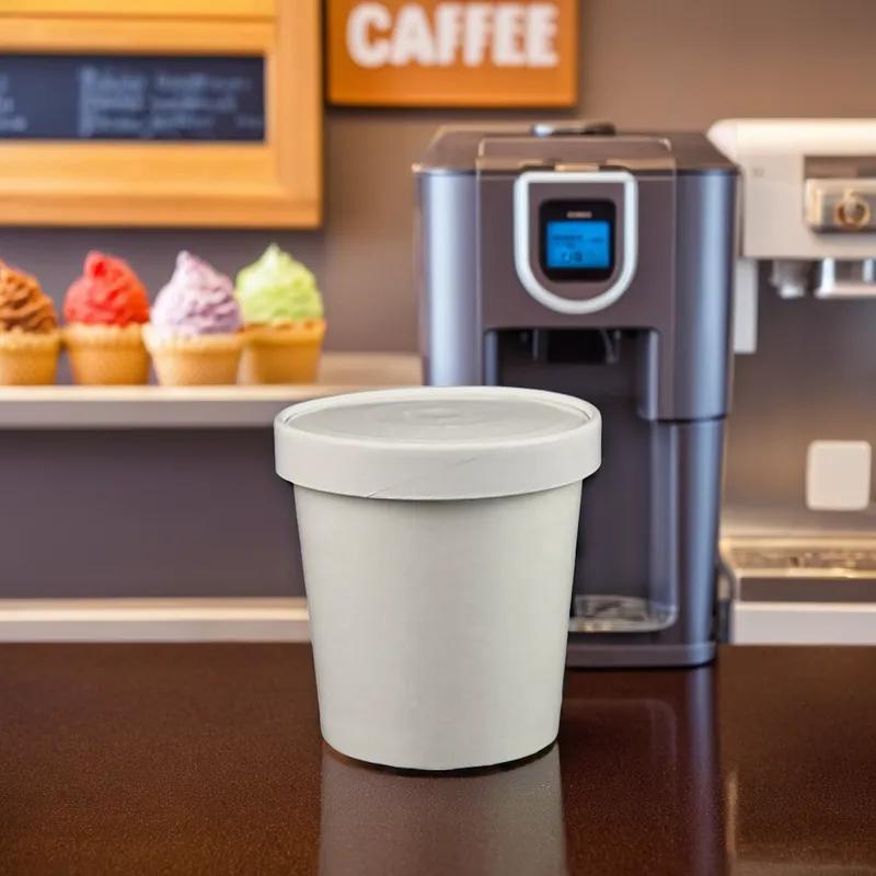 Ice Cream Dessert Container Base & Lid Combo 9X9 IN SBS Paperboard White 1/Each