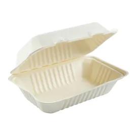 Hoagie & Sub Take-Out Container Hinged With Dome Lid 9X6 IN Sugarcane White Rectangle 250/Case