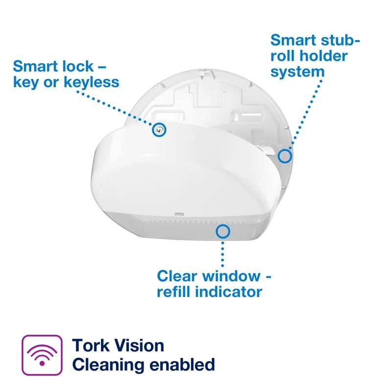 Tork Toilet Paper Dispenser T2 5.2X13.6X10.8 IN Plastic White Mini Jumbo Roll Tissue (JRT) 1/Each
