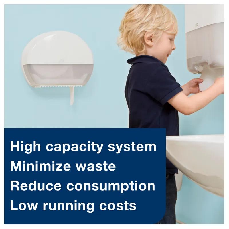 Tork Toilet Paper Dispenser T2 5.2X13.6X10.8 IN Plastic White Mini Jumbo Roll Tissue (JRT) 1/Each