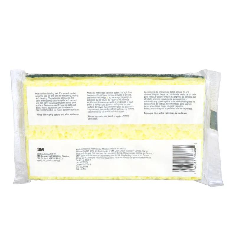 3M™ 74 Scrub Sponge 6X3.5 IN Medium Duty Cellulose Green Yellow Rectangle 20/Case
