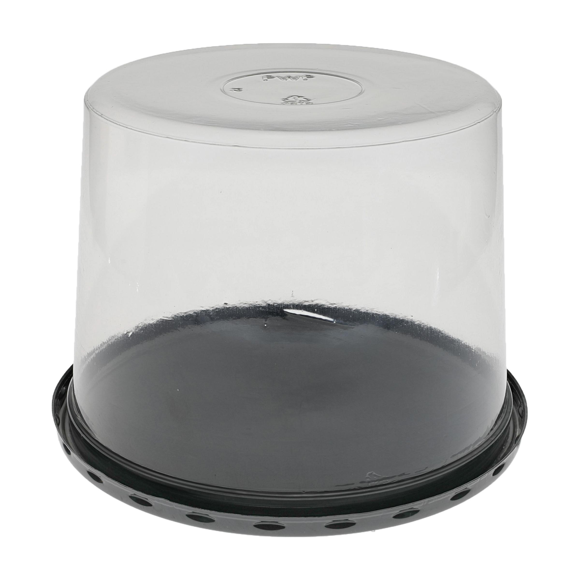 Cake Container & Lid Combo With Dome Lid 6.875X2 IN PET Clear Black Round Smooth 200/Case