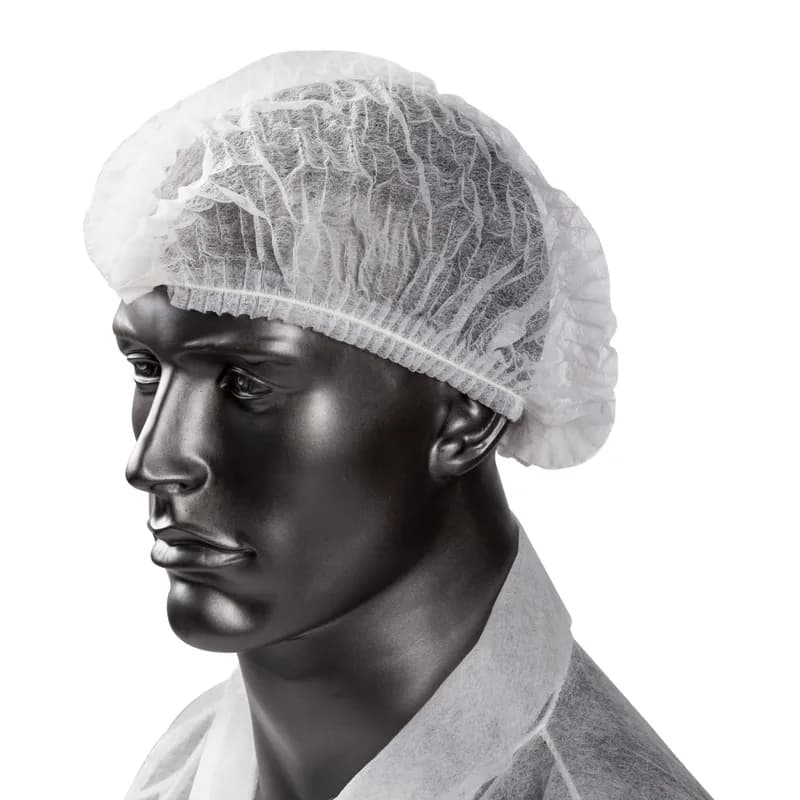 Bouffant Cap 21 IN White PP Pleated Latex Free 100 Count/Pack 10 Packs/Case 1000 Count/Case
