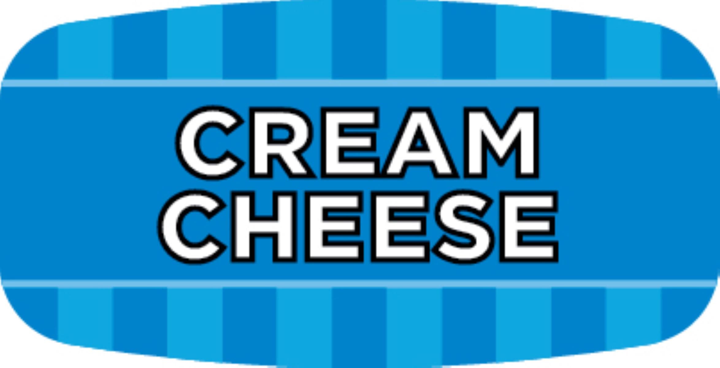 Cream Cheese Bakery Flavor Label 0.625X1.25 IN Blue Oval 4 Color Process UV 1000 Count/Roll 50 Rolls/Case