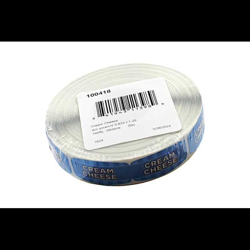 Cream Cheese Bakery Flavor Label 0.625X1.25 IN Blue Oval 4 Color Process UV 1000 Count/Roll 50 Rolls/Case