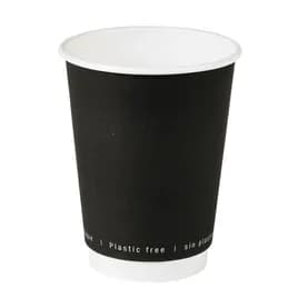 Cup Insulated 12 OZ Double Wall Poly-Coated Paper Black Freezer Safe 25 Count/Pack 20 Packs/Case 500 Count/Case