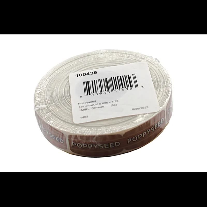 Poppyseed Bakery Flavor Label 0.625X1.25 IN 4 Color Process UV 1000 Count/Roll 50 Rolls/Case 50000 Count/Case