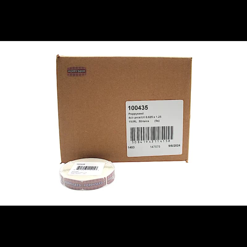 Poppyseed Bakery Flavor Label 0.625X1.25 IN 4 Color Process UV 1000 Count/Roll 50 Rolls/Case 50000 Count/Case