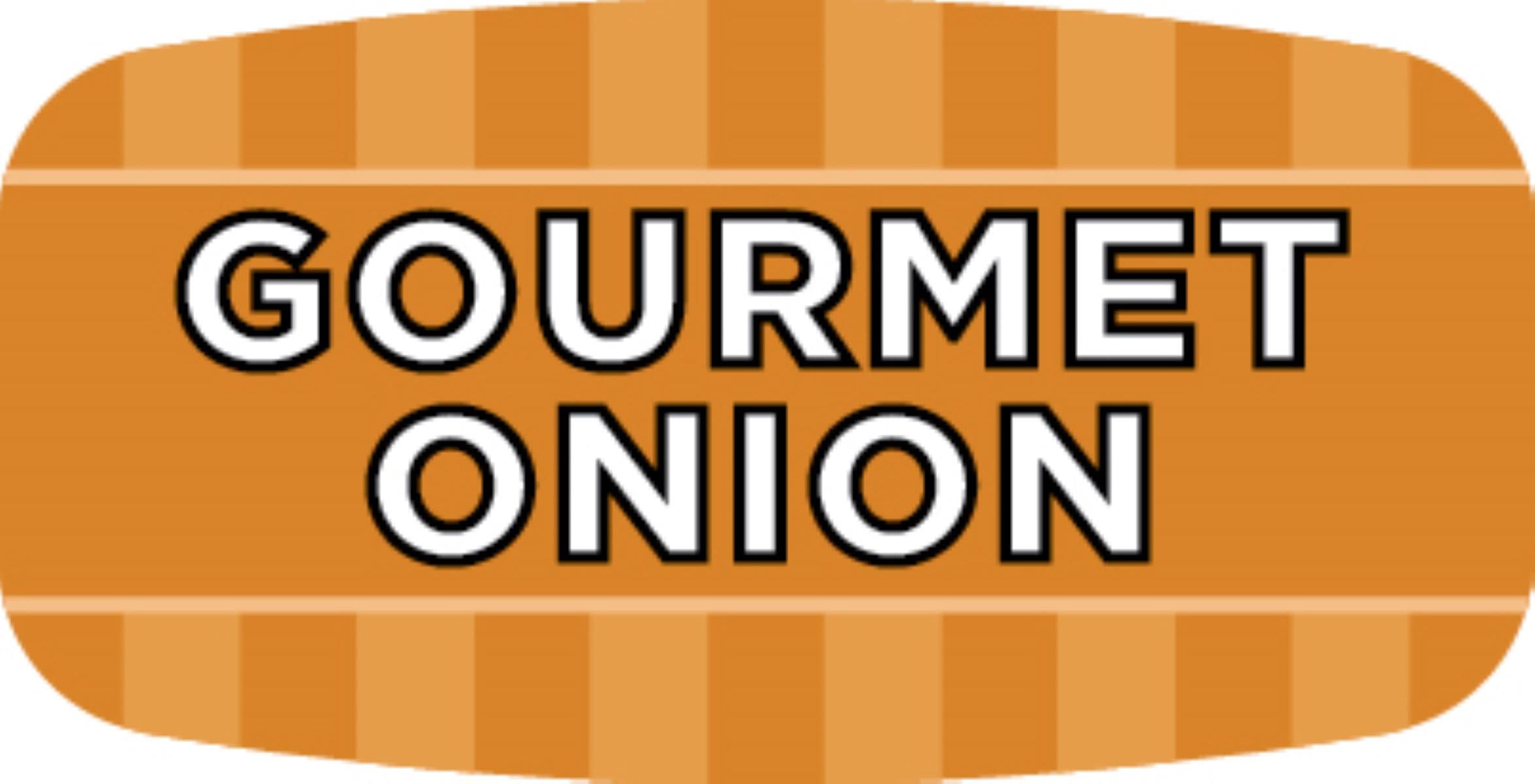 Gourmet Onion Bakery Flavor Label 0.625X1.25 IN 4 Color Process UV 1000 Count/Roll 50 Rolls/Case 50000 Count/Case