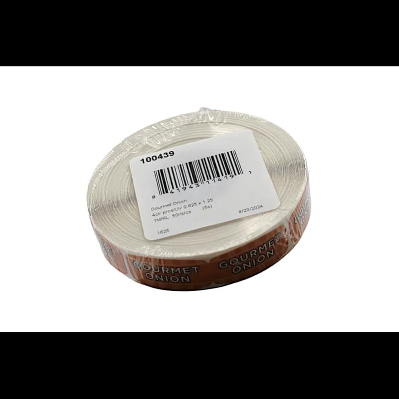 Gourmet Onion Bakery Flavor Label 0.625X1.25 IN 4 Color Process UV 1000 Count/Roll 50 Rolls/Case 50000 Count/Case