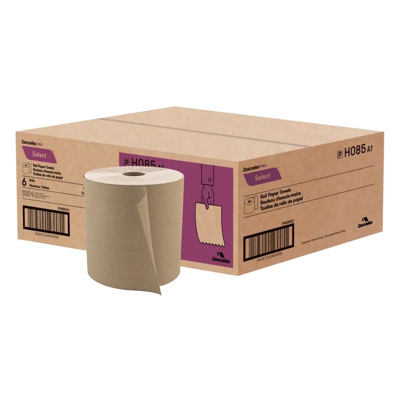 Cascades PRO Roll Paper Towel 7.8IN 800 FT Kraft Embossed Standard Roll 2IN Core Diameter 6 Rolls/Case