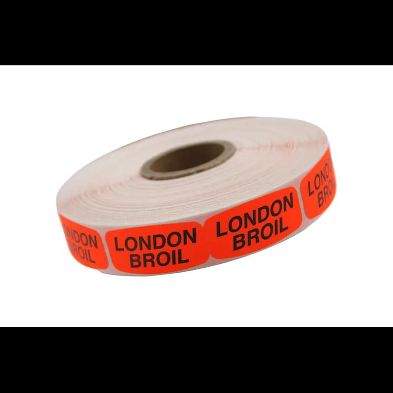 London Broil Label 0.625X1.25 IN Black Fluorescent Red Short Oval Dayglo 1000 Count/Roll 50 Rolls/Case 50000 Count/Case