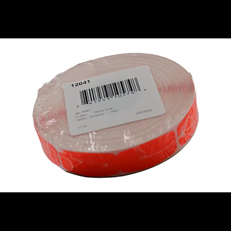 Blank Write In Label 0.625X1.25 IN Red Fluorescent Red Short Oval Write On Dayglo 1000 Count/Roll 50 Rolls/Case