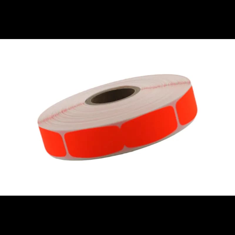 Blank Write In Label 0.625X1.25 IN Red Fluorescent Red Short Oval Write On Dayglo 1000 Count/Roll 50 Rolls/Case