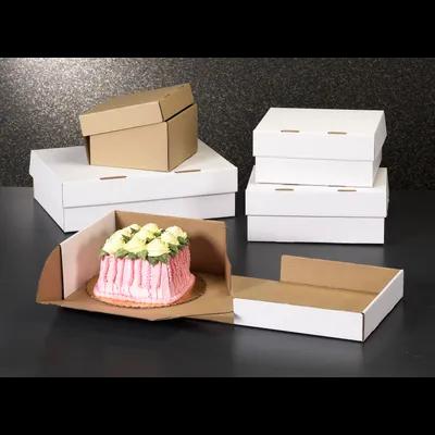 Cake Box 14X14X5.5 IN Corrugated Paperboard White Kraft Square 25/Case
