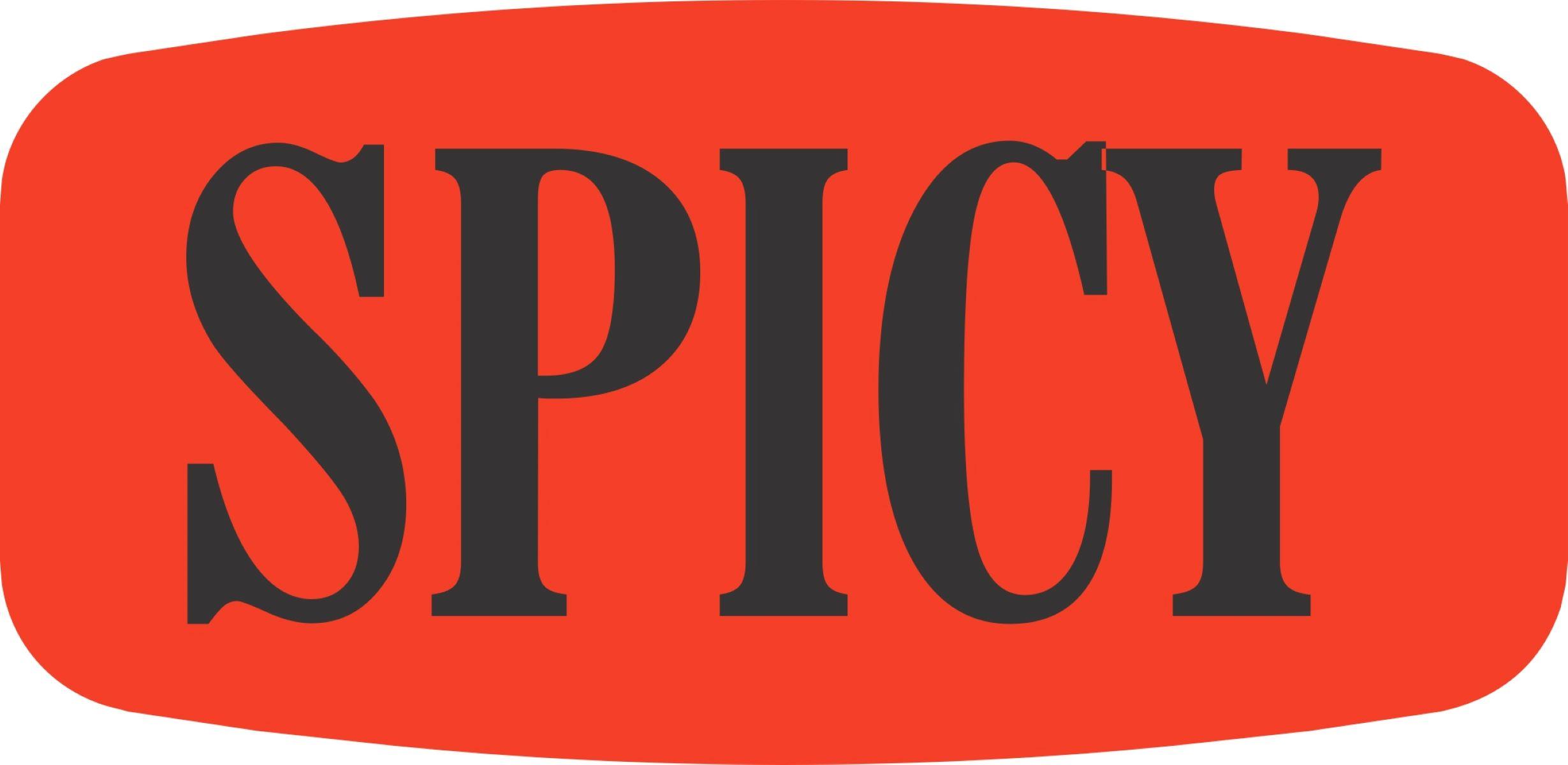 Spicy Label 0.625X1.25 IN Black Fluorescent Red Short Oval Dayglo 1000 Count/Roll 50 Rolls/Case 50000 Count/Case