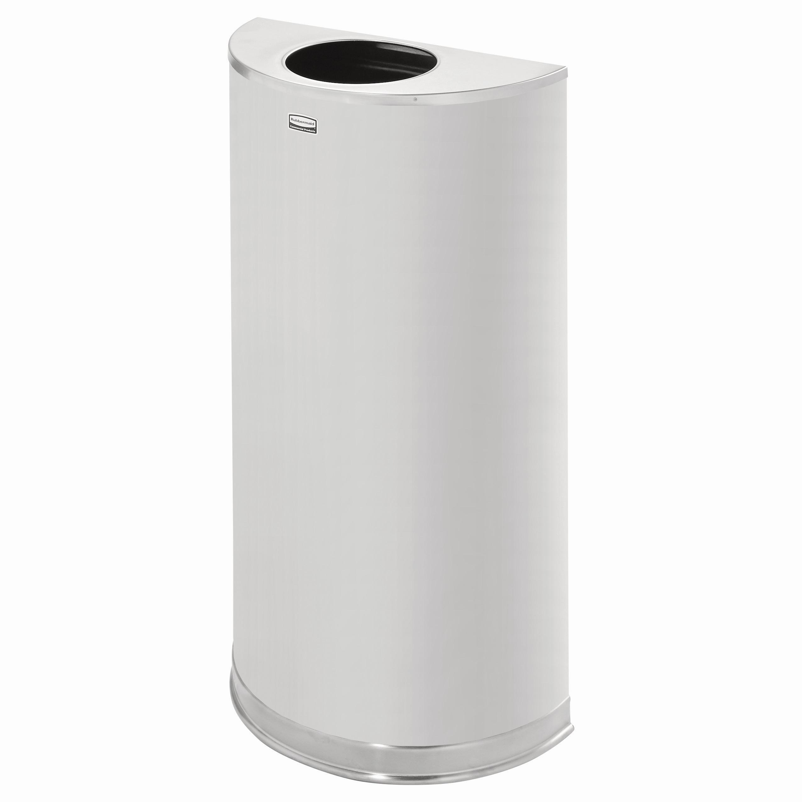 Landfill 1-Stream Trash Can 9X18X32 IN 12 GAL Stainless Half Round With Open Lid Open Top Non-Perforated 1/Each