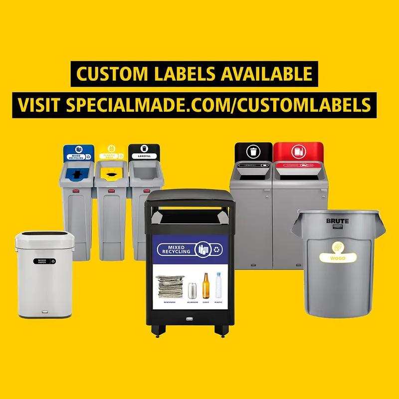 Landfill 1-Stream Trash Can 9X18X32 IN 12 GAL Stainless Half Round With Open Lid Open Top Non-Perforated 1/Each