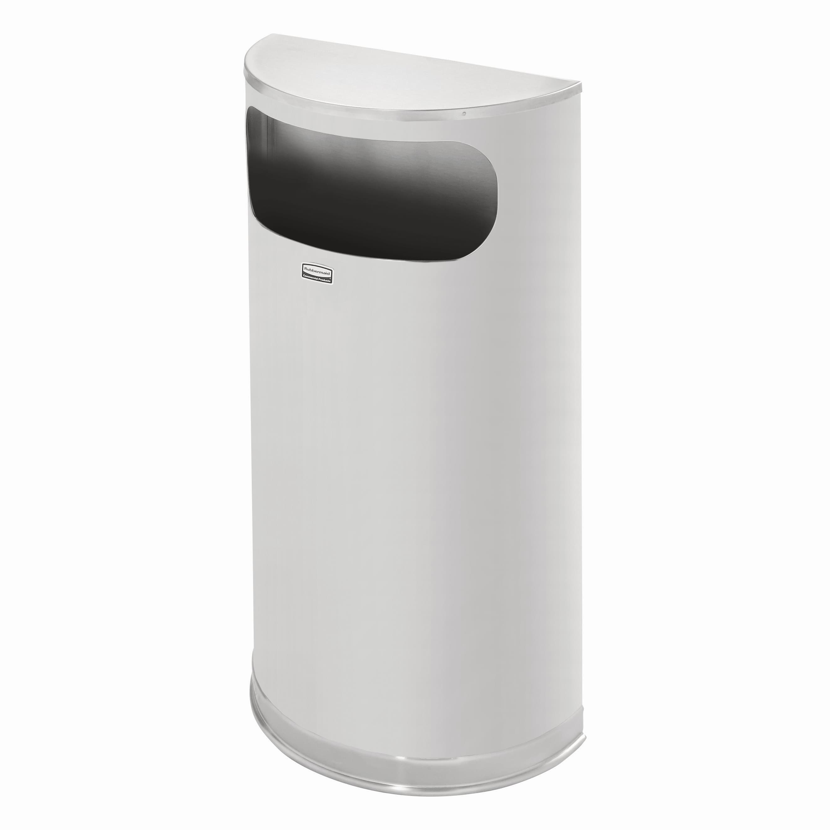 Landfill 1-Stream Trash Can 17.64X8.82X32.48 IN 9 GAL Stainless Half Round Metal With Flat Lid Flat Top Side Open 1/Each