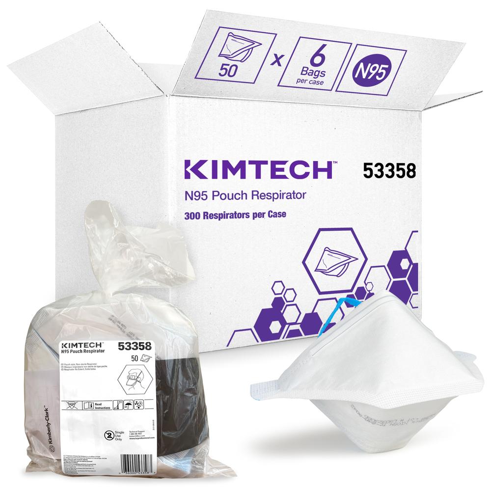 Kimtech™ N95 Respirator Regular Size 5.5X6.5X7.5 IN White 50 Count/Pack 6 Packs/Case 300 Count/Case