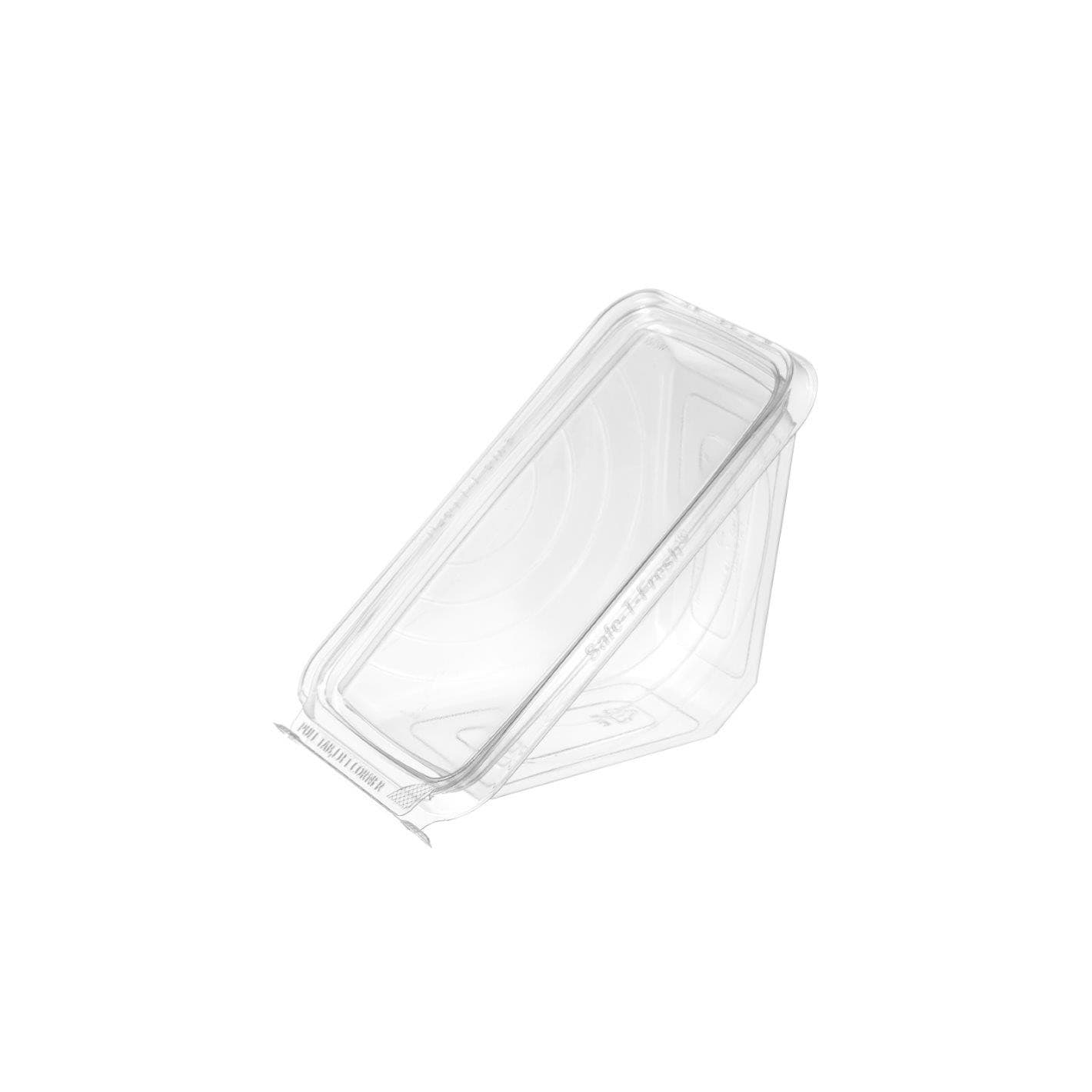 Safe-T-Fresh® Sandwich Wedge Hinged With Flat Lid 7.3125X4.125X3.625 IN RPET Clear Rectangle 288/Case