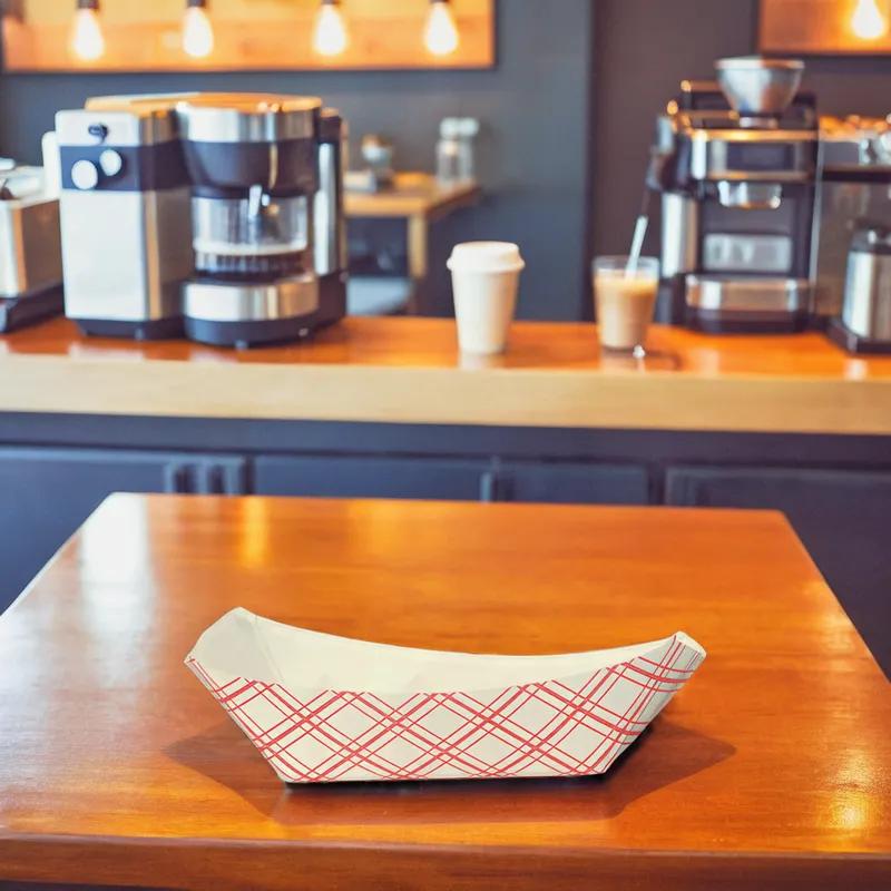 Food Tray 1 LB Paper Red White 1000/Case