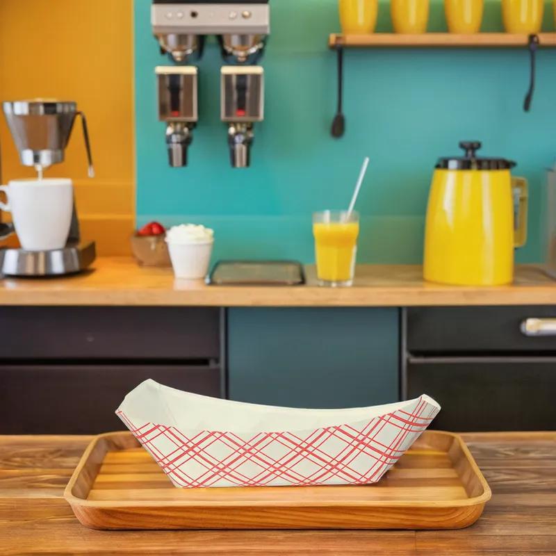Food Tray 1 LB Paper Red White 1000/Case