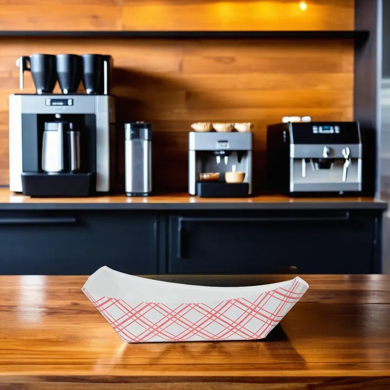 Food Tray 1 LB Paper Red White 1000/Case