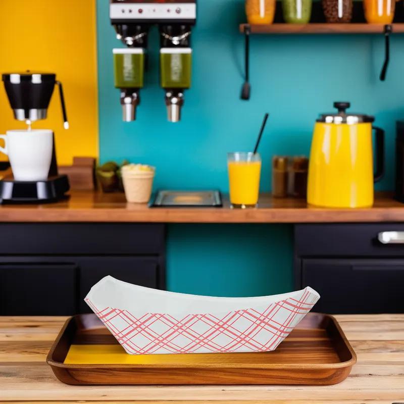 Food Tray 1 LB Paper Red White 1000/Case