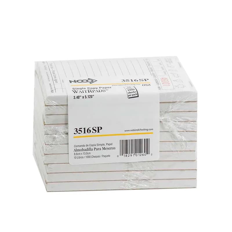 Guest Check 3.5X5.75 IN White 1-Part Small Single Copy Paper 100 Sheets/Pack 100 Packs/Case 10000 Count/Case