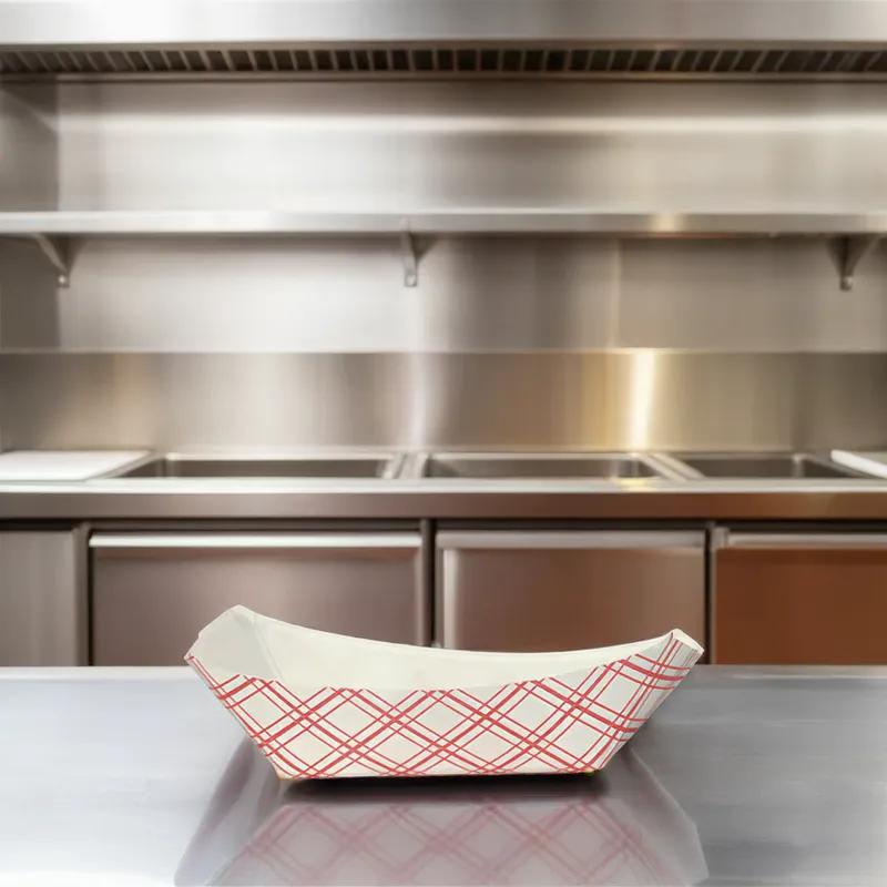 Food Tray 0.5 LB Paper Red Plaid 1000/Case