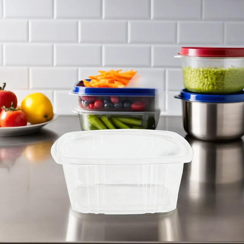 Deli Container Hinged 64 OZ PET Clear 200/Case