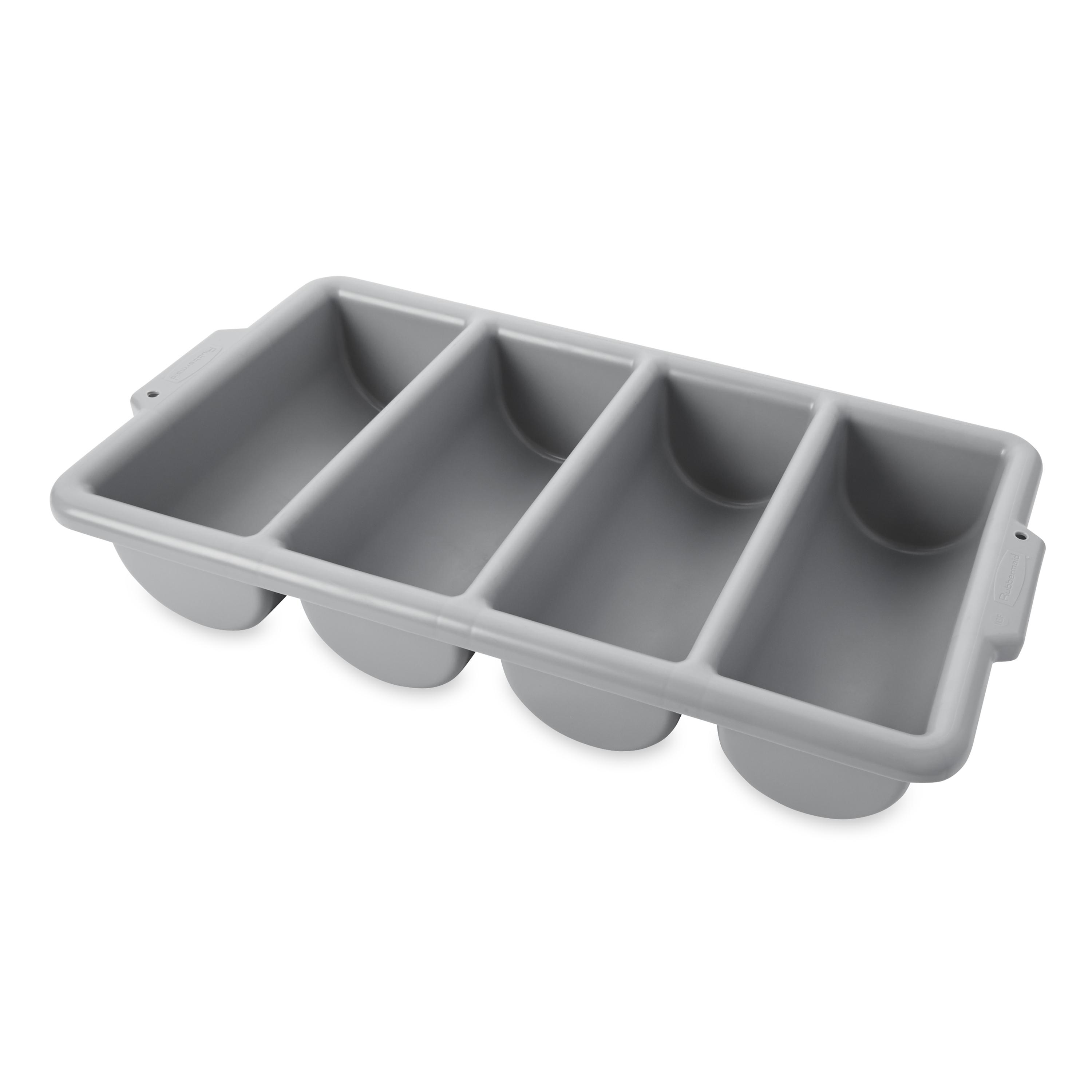 Cutlery Bin 21.25X11.50X3.75 IN 4 Compartment HDPE Gray Dishwasher Safe 1/Each