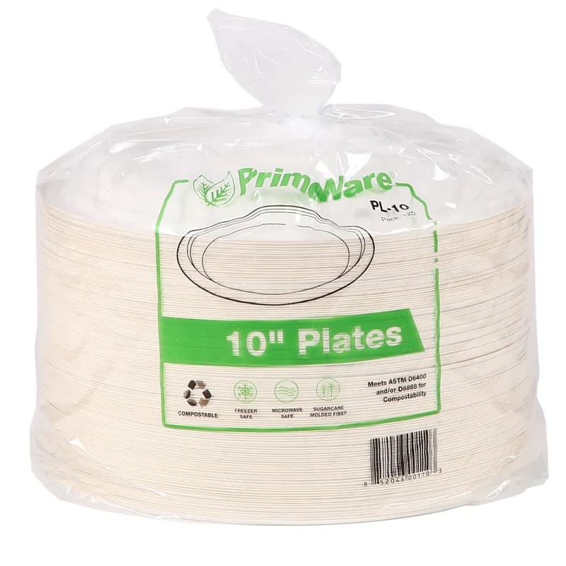PrimeWare® Plate 10 IN Molded Fiber White Round 500/Case