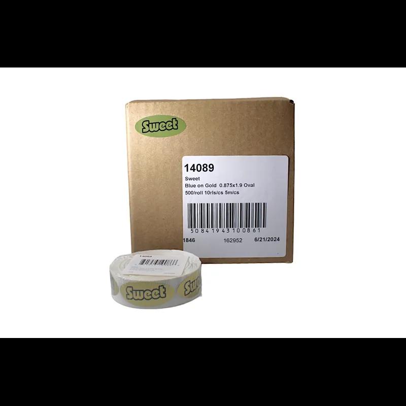 Sweet Deli Label 0.875X1.9 IN Blue Gold Oval 500 Count/Roll 10 Rolls/Case 5000 Count/Case