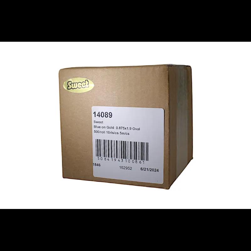 Sweet Deli Label 0.875X1.9 IN Blue Gold Oval 500 Count/Roll 10 Rolls/Case 5000 Count/Case