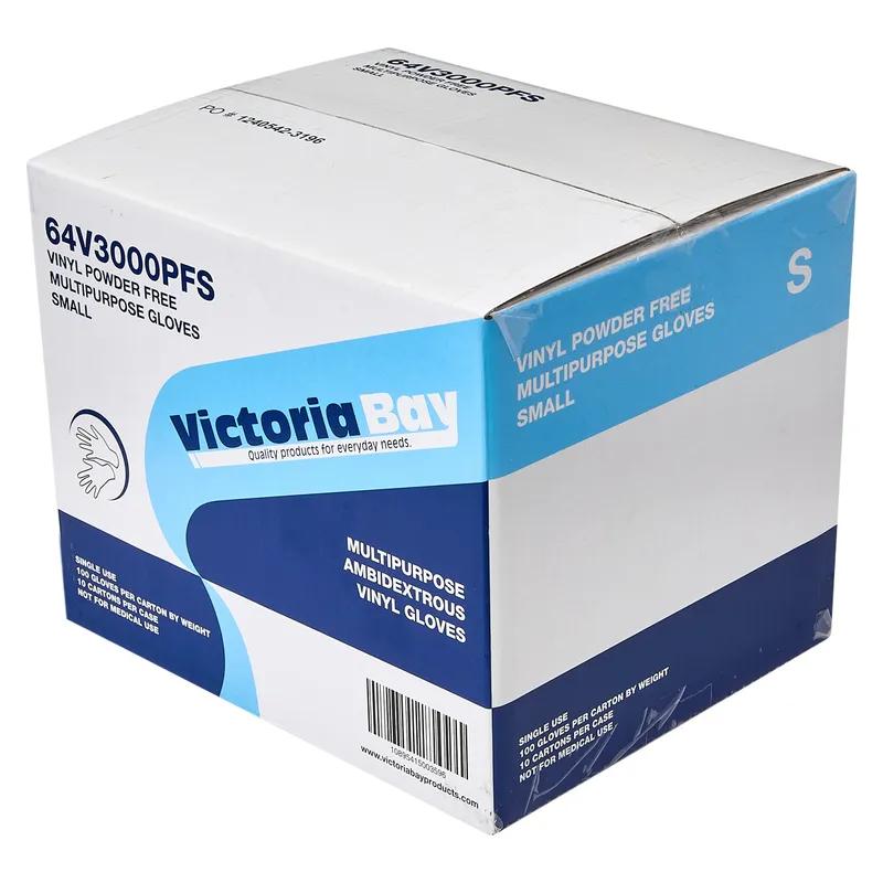 Victoria Bay Gloves Small (SM) Clear Vinyl Disposable Powder-Free 100 Count/Pack 10 Packs/Case 1000 Count/Case