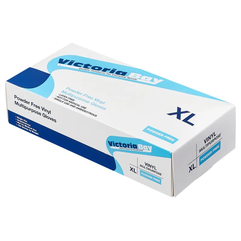 Victoria Bay Gloves XL Clear Vinyl Disposable Powder-Free 100 Count/Pack 10 Packs/Case 1000 Count/Case