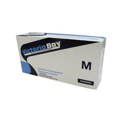 Victoria Bay Gloves Medium (MED) Clear Vinyl Disposable Powdered 100 Count/Pack 10 Packs/Case 1000 Count/Case