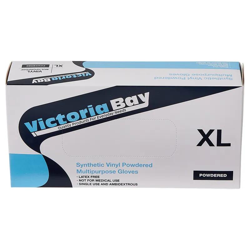 Victoria Bay Gloves XL Clear Vinyl Disposable Powdered 100 Count/Pack 10 Packs/Case 1000 Count/Case