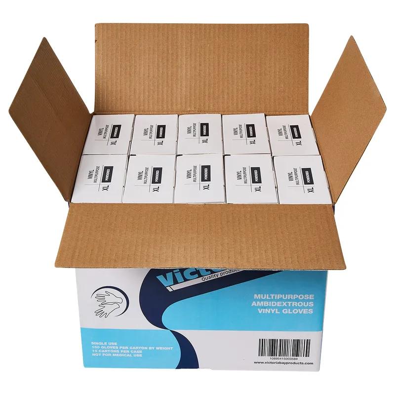 Victoria Bay Gloves XL Clear Vinyl Disposable Powdered 100 Count/Pack 10 Packs/Case 1000 Count/Case
