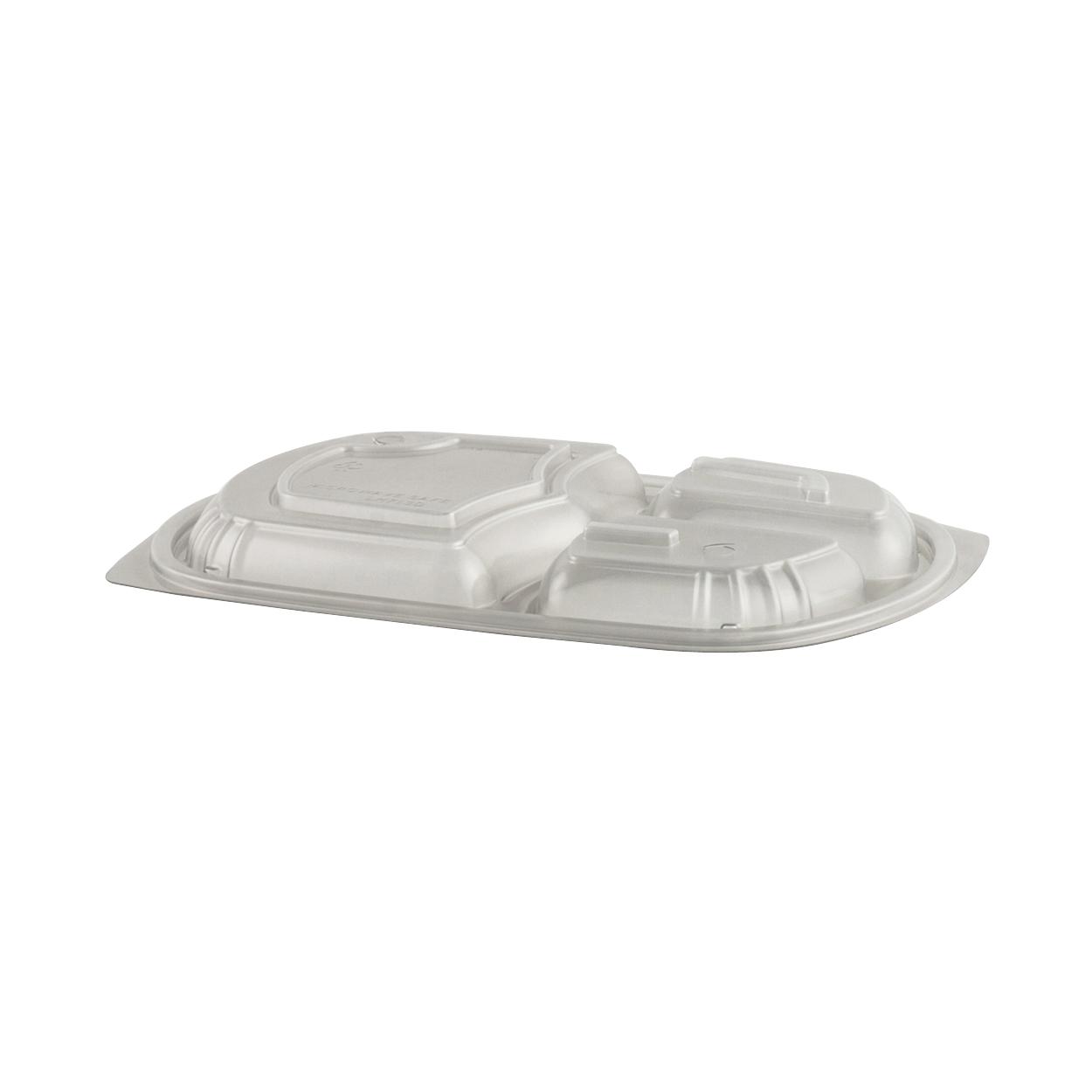 Lid Dome 3 Compartment PP Clear For Container Unhinged 250/Case