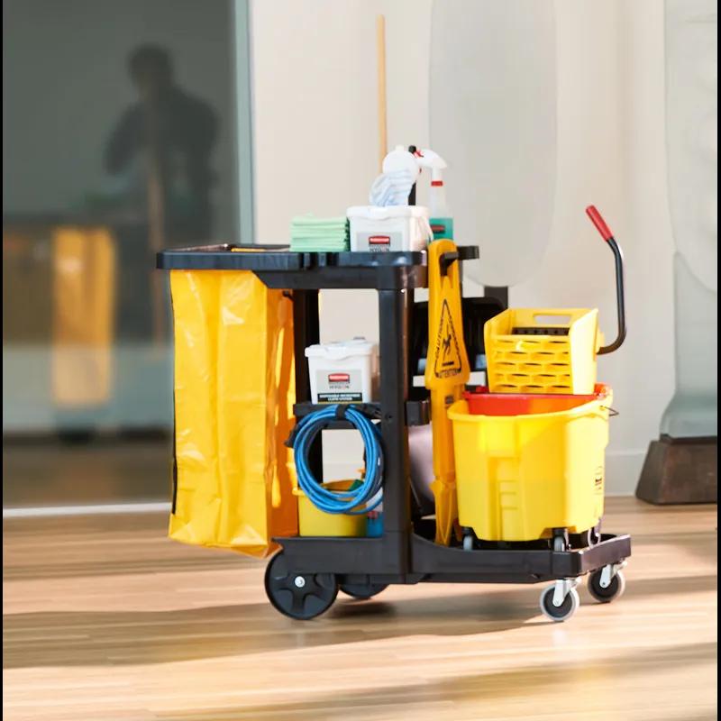 Janitorial Cleaning Cart & Bag Black Yellow Plastic Vinyl Traditional Zipper 1/Case