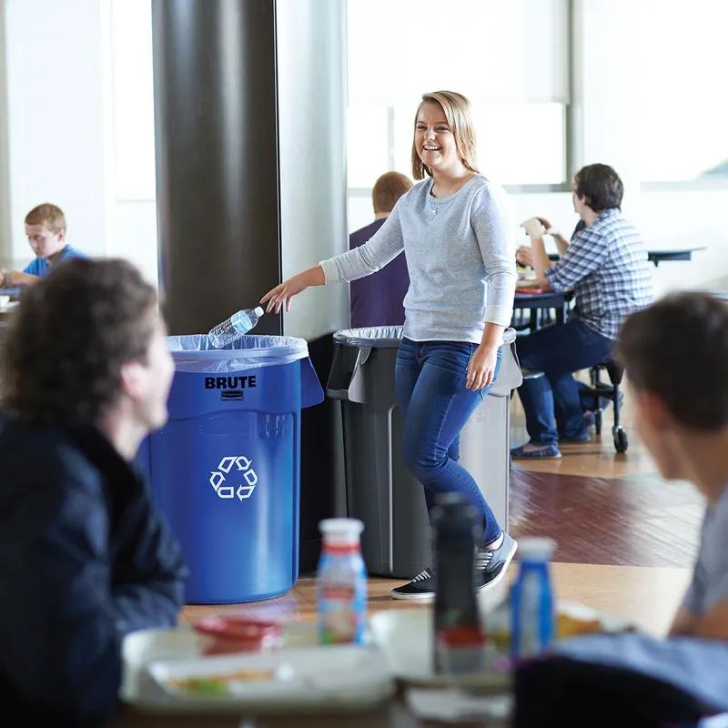 Brute® 1-Stream Recycling Bin 24X27X31.5 IN 44 GAL 176 QT Blue Resin Venting Channels Food Safe 1/Each