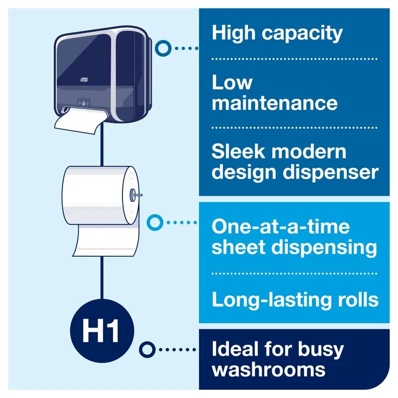 Tork Matic® H1 Paper Towel Dispenser Plastic Wall Mount Black Hard Roll Electronic Touchless Intuition Sensor 1/Case