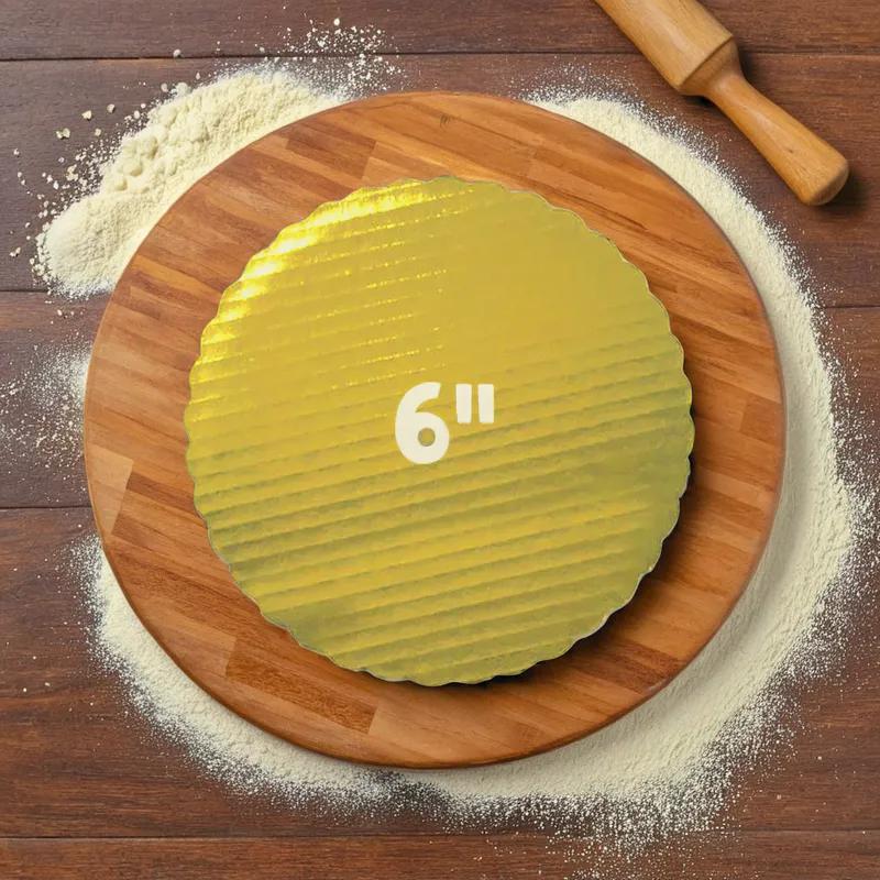 Cake Circle 6 IN Paperboard Gold Scalloped Metallic 200/Case