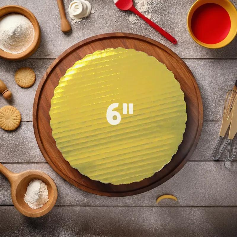Cake Circle 6 IN Paperboard Gold Scalloped Metallic 200/Case